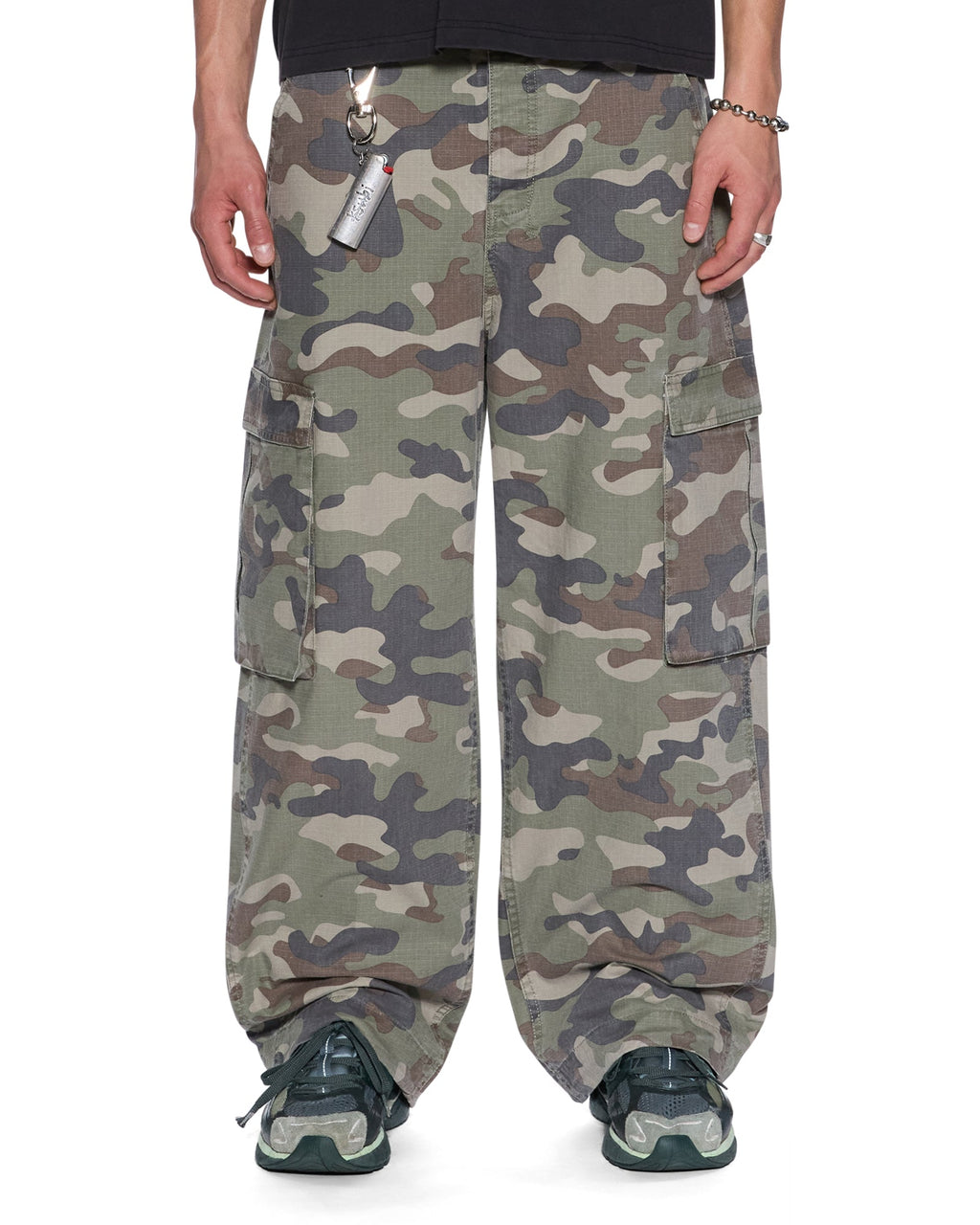 Mens Maxx Fugitive Cargo Kammo Oversized Pants - Green