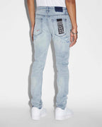 Mens Van Winkle Skribed Blu Skinny Denim Jeans - Denim